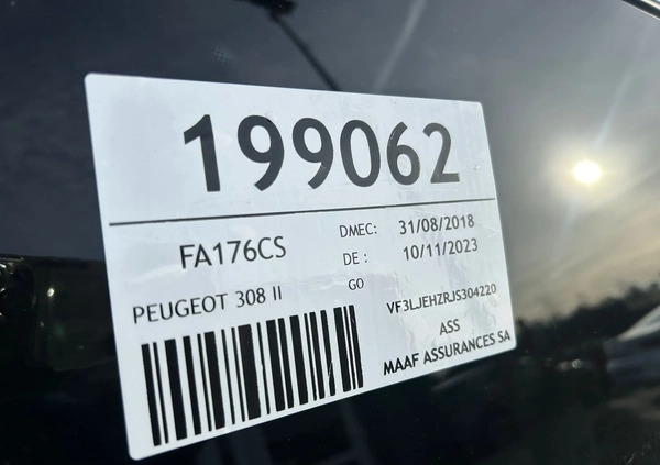 Peugeot 308 cena 22900 przebieg: 81000, rok produkcji 2018 z Brzeszcze małe 137